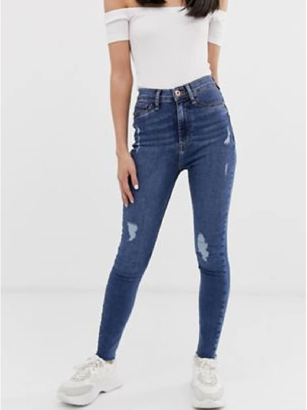 Mom Jean With Stretch in Blue